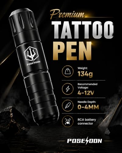 Poseidon Wireless Tattoo Gun Kit with 2 Batteries & 20 Needles