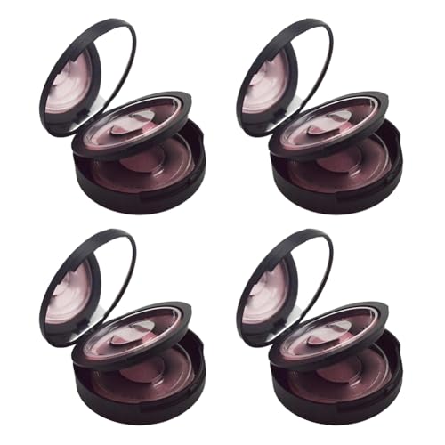 4 Pcs Round Eyelash Storage Cases with Mirror Lid - Black