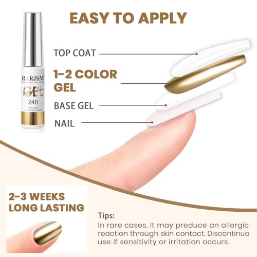 RARJSM Metallic Gel Liner Nail Art Polish Set - Mirror Chrome 3D Effect