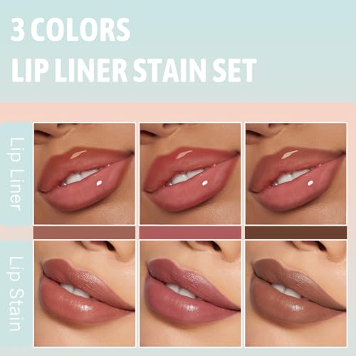 Wugbc 3-in-1 Peel Off Lip Liner Stain Set - Long Lasting Matte Tint