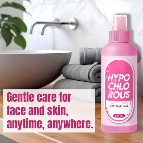 HOCl Hypochlorous Acid Spray Pure 250 ml / 8.4 oz ? Natural Skin & Face Mist ? Gentle Refreshing Formula for Cleansing, Soothing & Deodorizing ? Alcohol-Free & pH Balanced