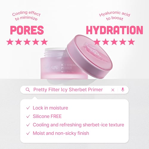 TOUCH IN SOL Icy Sherbet Primer 1.05 fl.oz. - Hydrating Primer Face Makeup for Dry or Oily Skin - Silk Pore and Wrinkle Minimizer - Silicone and Oil Free Gel Formula with Cooling Effect