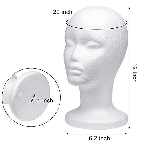 Foraineam 3 Pack 12 Inch Foam Head Female Foam Wig Head Mannequin Manikin Cosmetics Model Display Holder Hats Glasses Hairpieces Stand