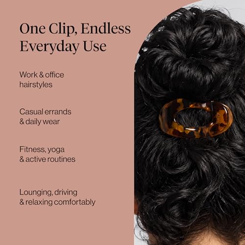 Kitsch Small Flat Hair Claw Clip for Women, Tortoise Non-Slip Hold
