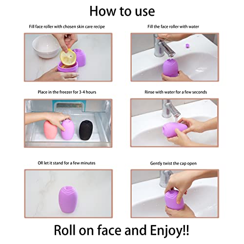 Ice Roller for Face 2-Pack, Silicone Facial Massager for Puffiness & Skin Tightening