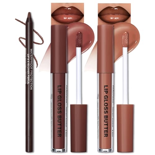 Erinde Lip Liner & Gloss Set - 3-Piece Nude Combo Kit