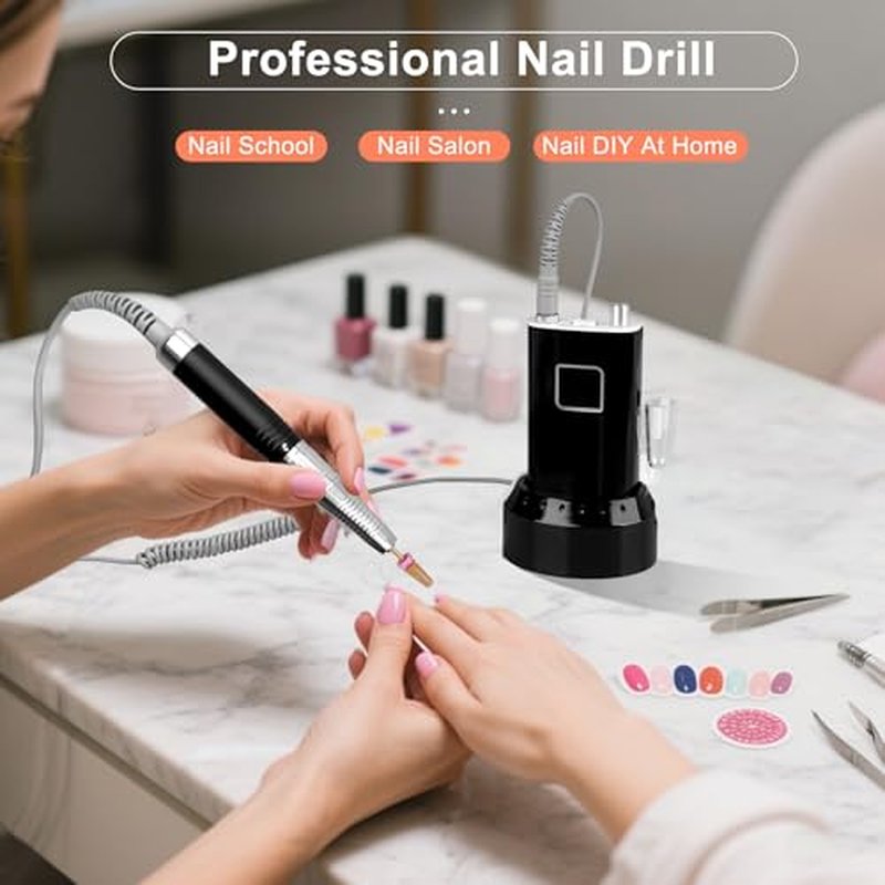 Professional 80W Brushless Nail Drill, 35000RPM Cordless E-File