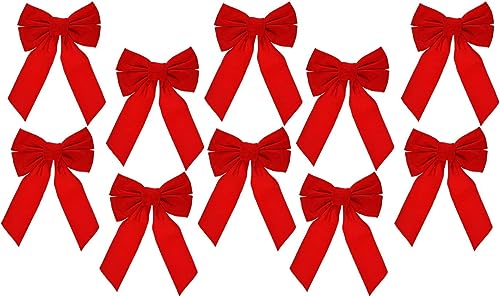 Celebrate A Holiday Red Velvet Christmas Wreath Bow, Set of 10 - Dimensions of 9" W X 13" L - Great for Christmas Garland, Large Gifts, and Parties - Indoor or Outdoor Christmas Decorations (2 Pack)