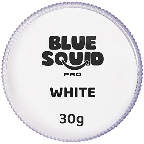Blue Squid PRO Face Paint - Classic Black and White (30gm), 12 Brushes, Professional Water Based Single Cake Face & Body Paint Makeup Supplies for Adults Kids Halloween Facepaint