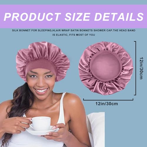 4-Pack Silk Satin Bonnets for Curly Hair – Sleep Cap with Elastic Band