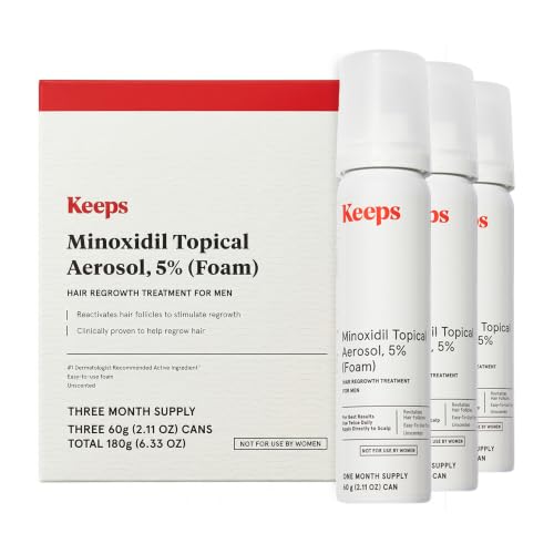 Keeps Minoxidil Foam 5% for Men - 3-Month Hair Regrowth Treatment, Thicker Fuller Hair Support