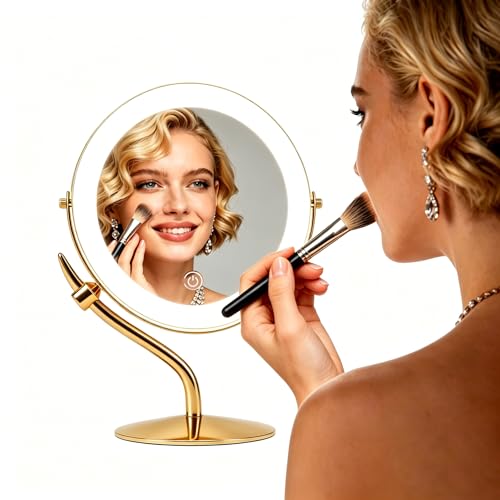 DEXHOM 8" Lighted Makeup Mirror with 1X/10X Magnification & LED Lights