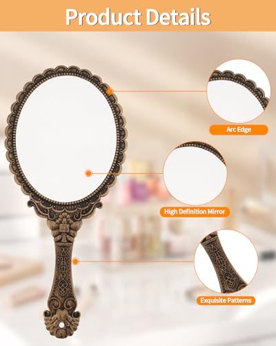 Vintage Handheld Makeup Mirror with Sturdy Handle