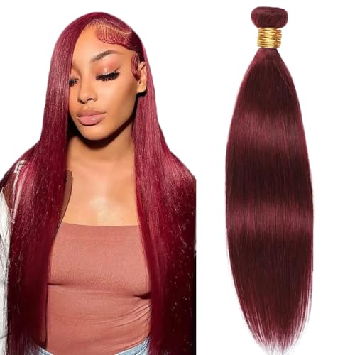 #99J Burgundy Human Hair Bundles - 32 Inch Straight Extensions