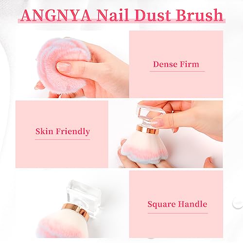 ANGNYA Rose Shaped Soft Nail Dust Brush for Acrylic & Dip Powder with Case