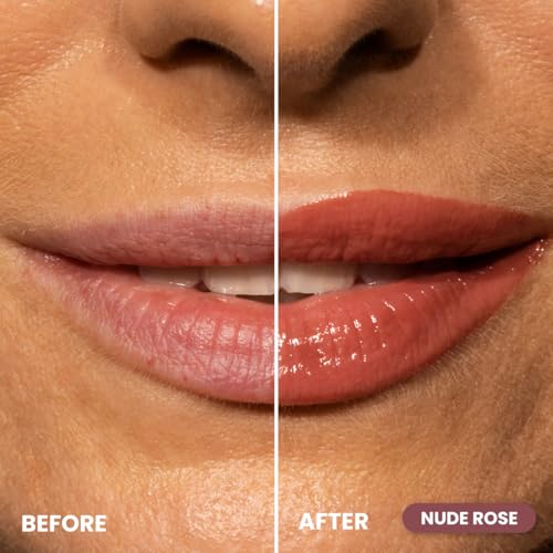 PRIME PROMETICS PrimeLip SPF 35 Lip Oil for Mature Women ? UVA & UVB Shield ? Intense, Long-Lasting Hydration ? Vibrant Color & Non-Sticky, Shiny Gloss (Nude Rose)