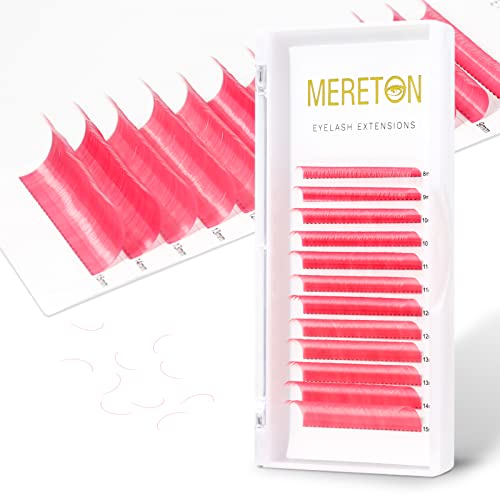 12 Rows Colored Lash Extensions Pink 0.07mm D Curl 8-15mm Mixed Length Color Lashes Extension Individual Single Classic Eyelash Extensions