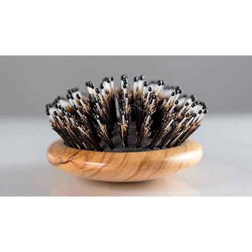 Wild Boar Bristle Hairbrush with Waxed Olive Wood Handle for Styling, Smoothing, Detangling Thick, Thin, Straight, Curly, Wavy, Dry, Damaged Hair to Women, Men, Ladies, Giftbox Included