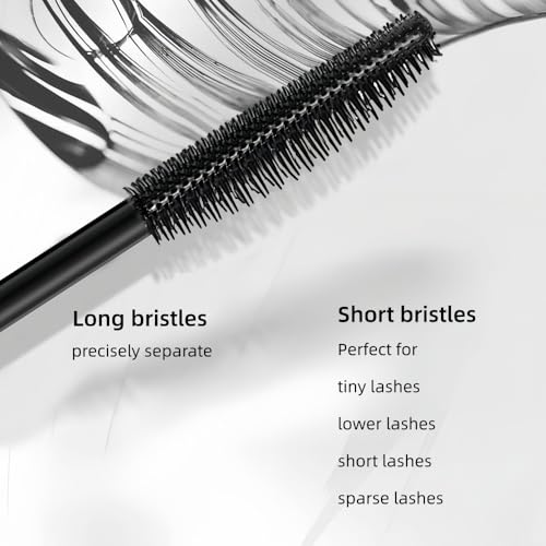 Black Waterproof Mascara with Dual-Sided Brush, No Clump