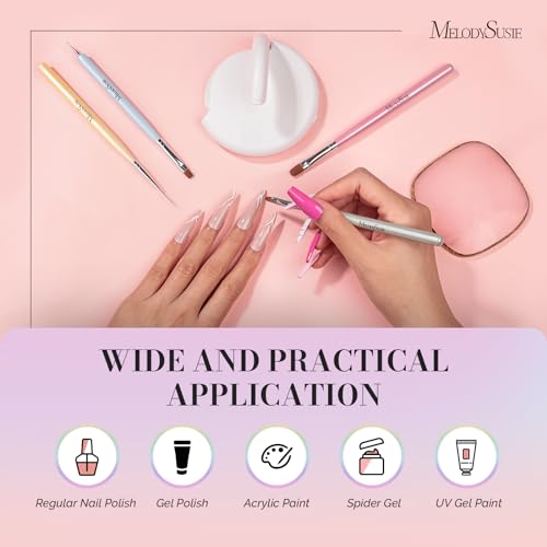 MelodySusie 6Pc Nail Art Brush Set - Gel, Liner & Design Brushes