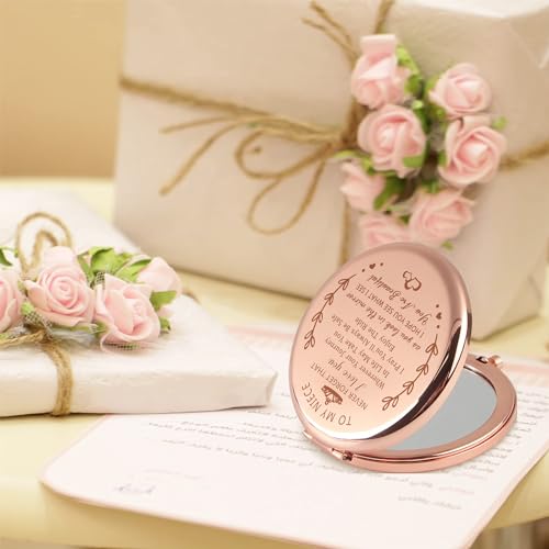Sanamuo Niece Gifts Compact Mirror for Niece Gifts from Auntie, Birthday Gift for Niece from Aunt Uncle for Niece’s Birthday, Graduation Wedding Anniversary (Rose Gold)