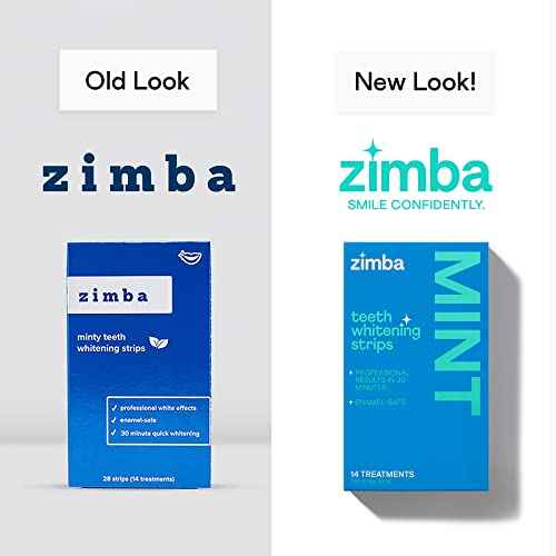 Zimba Teeth Whitening Strips for Teeth Sensitive, White Strips for Teeth Whitening, Teeth Whitener Stain Remover 28 White Strips Included Per Pack, 2 Pack (14 Day Treatment), Mint and Wintergreen