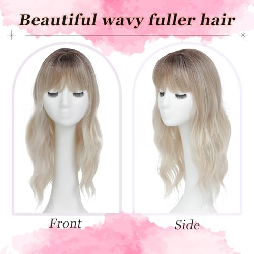 Hair Topper 20" Curly Wavy, 360° 3D Base Volume & Thickness for Thinning Crown