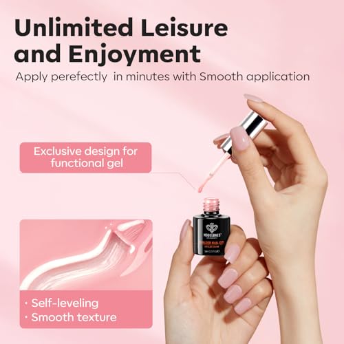Modelones Base Coat Builder Nail Gel - 2 Pcs Clear & Rose Nude Pink B-Clear Rose-2