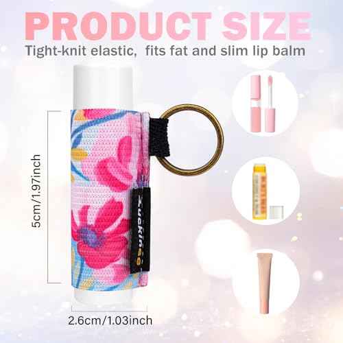 3PCS Lip Balm Holder Keychain Lip Gloss Keychain Holder Lipstick Holder Lip Balm Pouch Keychain Compatible with ChapStick, Burt's Bees, Christmas Stocking Stuffers