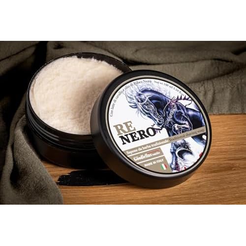 The Goodfellas' Smile,NERO (Patchouly & Cedarwood) Luxury Italian Shaving Soap With Blackcurrant Oil & Mare's Milk, Formulated for Use with A Shaving Brush, Made in Italy,