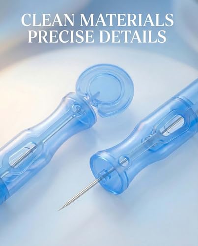 Disposable Acne Pimple Needles Set of 50 - Sterile Blackhead Extraction Tools with Twist Cap - Home & Salon Use