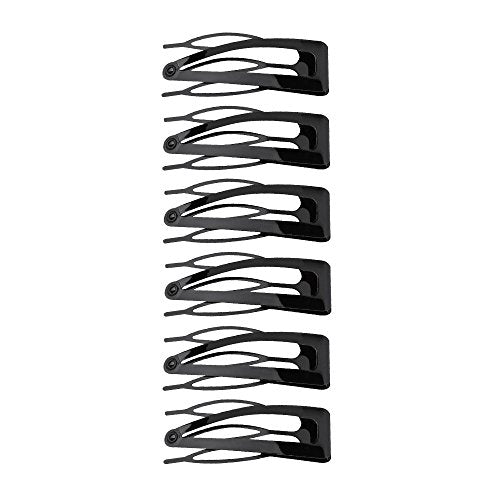 Black Double Grip Hair Clips - No Slip Claw Clips for All Hair Types (6 Count)