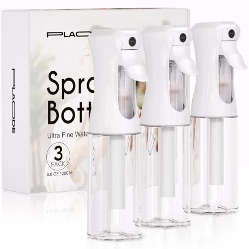 Continuous Spray Bottle - Ultra Fine Mist for Hair, Plants, and Cleaning (3 Pack, 6.8 OZ)