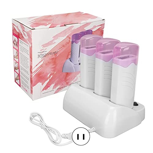 Triple Roll-On Wax Warmer Heater, Fast Heat Electric Hair Removal Wax Melting Machine, Portable Depilatory Wax Heater for Home & Salon Use