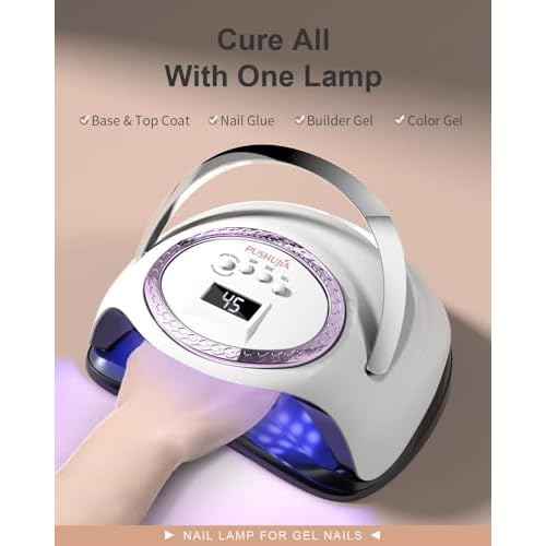 288W Professional Nail Lamp with 66 LEDs & Smart Sensor - Digital Display 4 Timer Settings Fast Curing UV LED Light for Gel Polish Hands and Feet