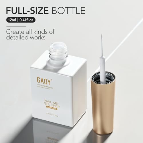 GAOY White Gel Nail Polish Liner with Thin Brush for French Tip Art - 12ml