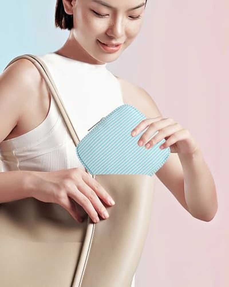 2Pcs Mini Makeup Bag Set with Compartments & Mesh Pockets