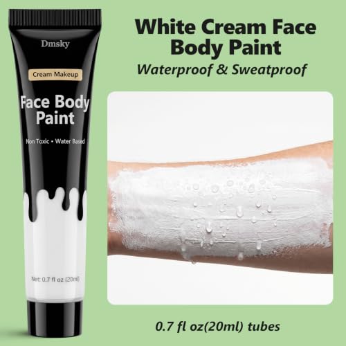 3-Pack White Face Paint Tube Kit, 0.7 fl oz Each