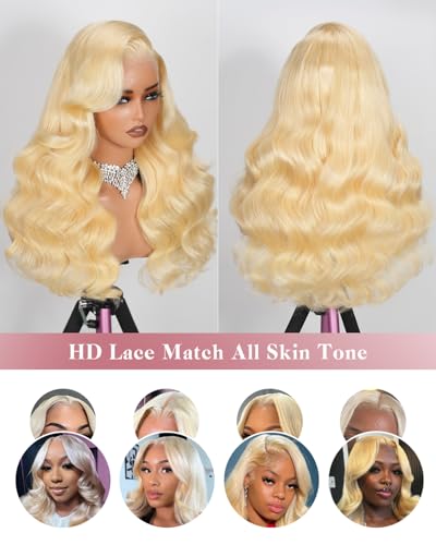 613 13x6 Lace Front Wig - 26 Inch Blonde Body Wave Human Hair