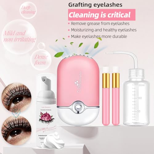 Lash Extension Kit Professional Eyelash Grafting Training Tools Mannequin Head USB Fan Lash Shampoo 0.07D Curl Mix 8-15mm Glue Practice Eyelash Strips Lash Mapping,Exercise Set for Beginner