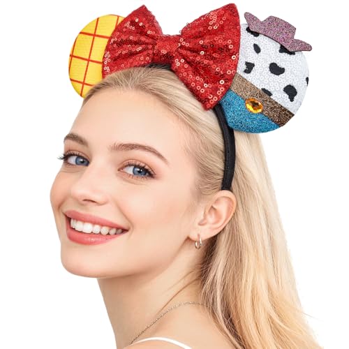 Toy01a Mouse Ear Headbands for Women & Girls Glitter Bow Party Accessories