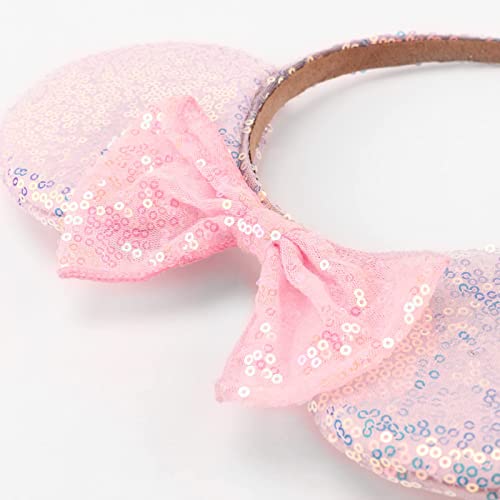 DRESHOW Mouse Ears Headband with Sequin Bow – 2-Pack