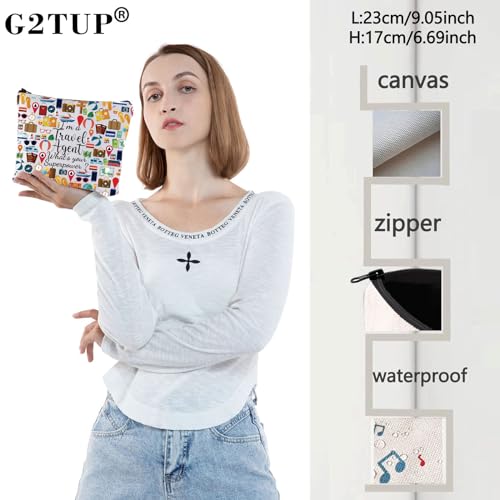 G2TUP Travel Agent Gift Thank You Travel Agent Toiletry Bag I' m a Travel Agent What's Your Superpower Zip Christmas Gifts