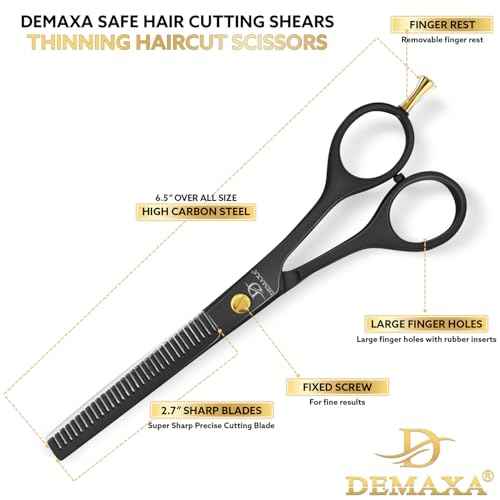 Thinning Shears for Hair Cutting - DEMAXA Hair Thinning Scissors Professional Barber¡¯s Texturizing Shears for Salon & Home Use - 6.5-inch Black High Carbon Stainless Steel Thinning Sheers