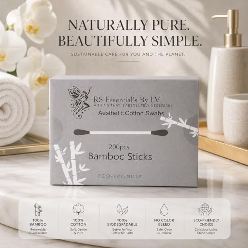 Bamboo Cotton Swabs 200 Count - Eco-Friendly Multi-Color