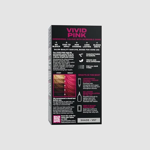 Bleach London Vivid Pink Permanent Hair Dye Kit – Long-Lasting Colour, Shine, vegan sea silk