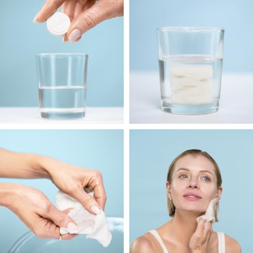 The Skinsheet Cleansing Coins, Portable Face Cloths, Travel Face Towels Compressed, Face Wipes, Dermatologist-Approved, 100% Biobased Cotton, Made in USA, 5 Count.