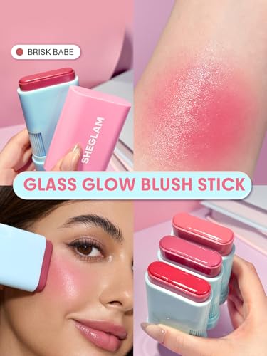 SHEGLAM Glass Glow Blush Stick Cream for Cheek and Lip, Waterproof