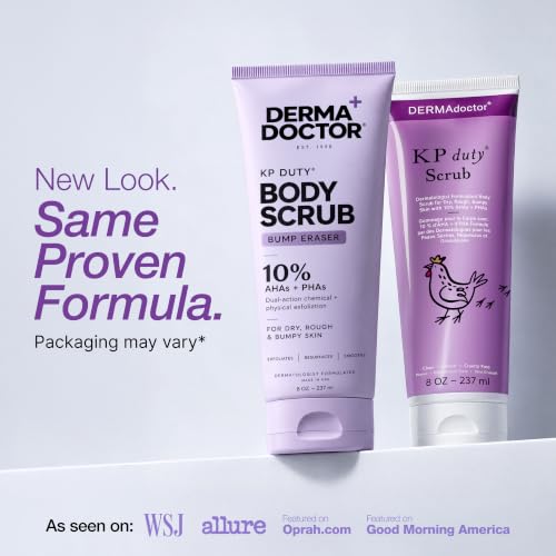 DERMAdoctor KP Bump Eraser Body Scrub 8oz Unscented - 10% AHAs + PHAs for Rough Skin
