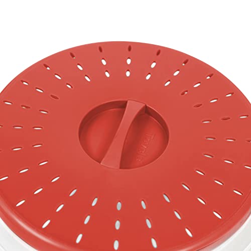 Tovolo Microwave Splatter Cover for Food, Medium (Candy Apple Red) - Collapsible & Vented Silicone Splatter Guard Lid - Microwave Plate & Dish Cover with Handle - BPA-Free Kitchen Gadget for Meal Prep